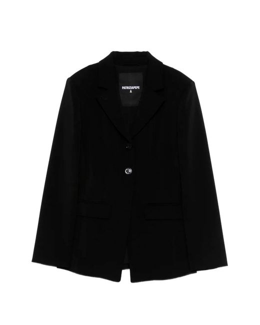 Patrizia Pepe Black Notched-Lapels Blazer
