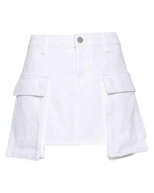 3x1 White `Celine Cargo` Denim Mini Skirt