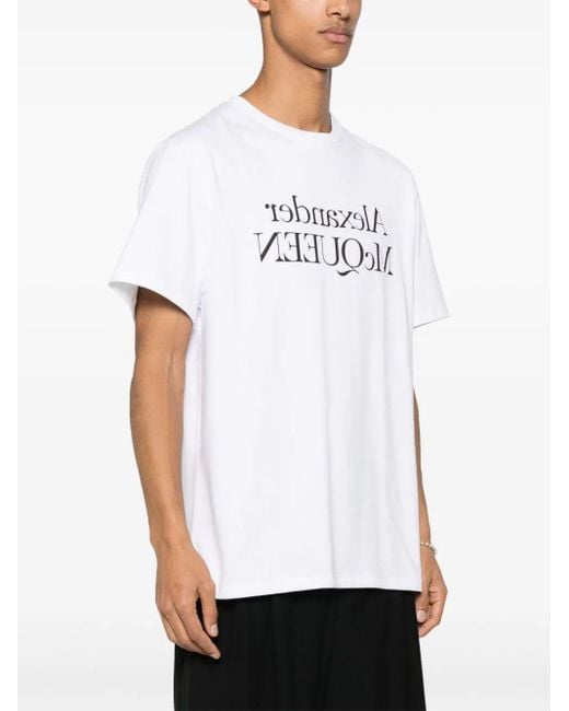 T-shirt Di Cotone di Alexander McQueen in White da Uomo