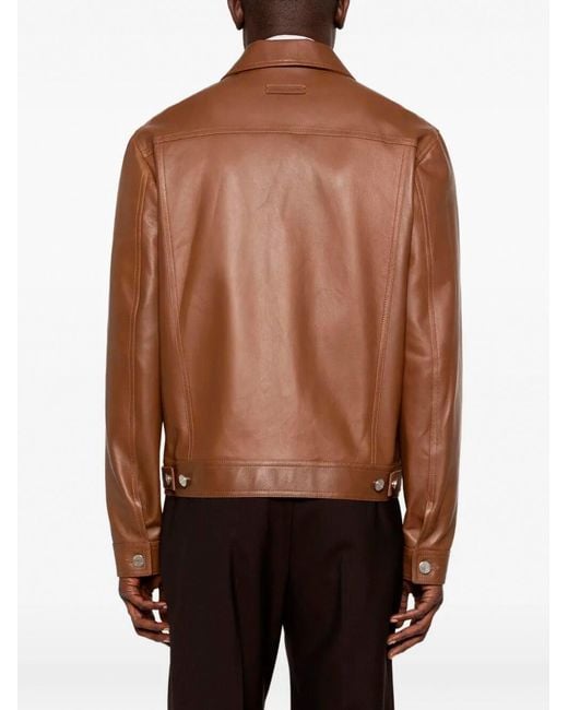 Jacob Cohen Brown 'Trucker' Leather Jacket for men