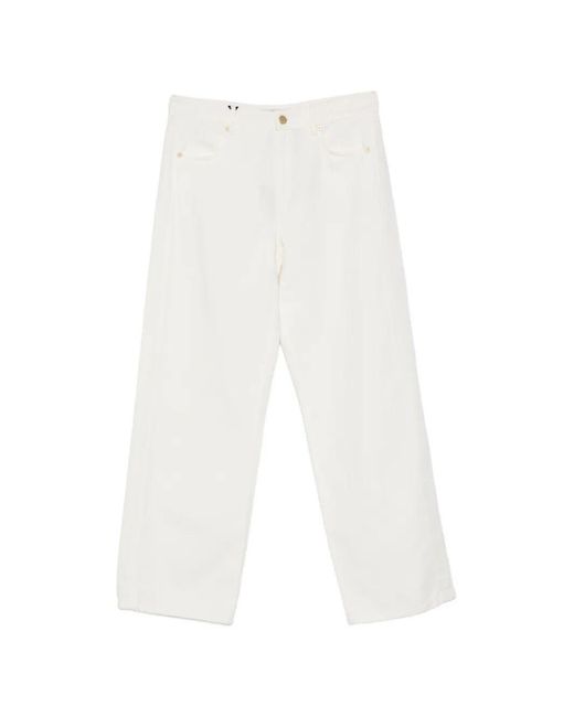Max Mara White Cotton And Linen Pants