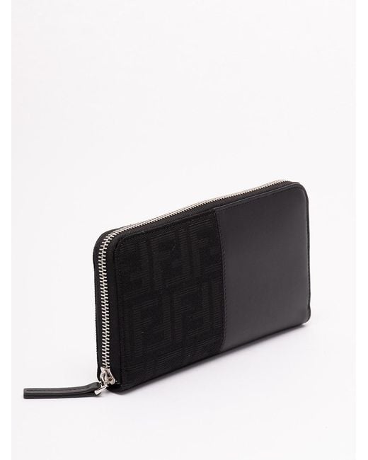 Fendi Black Zip Around Squared Ff for men