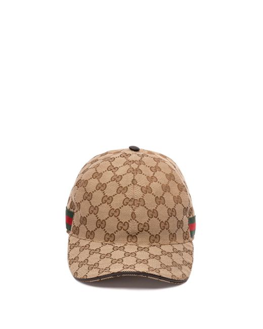 Gucci Natural `original Gg Canvas` Baseball Hat With `web`