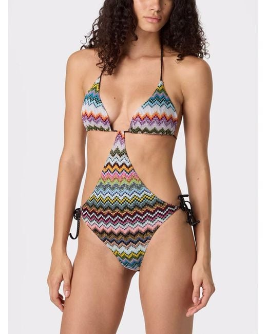 Missoni Metallic Zigzag Pattern Bikini