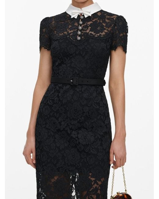 Self-Portrait Black Lace Contrast Collar Midi Dress