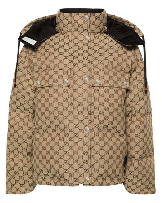 Gucci Brown GG Cotton Canvas Down Jacket