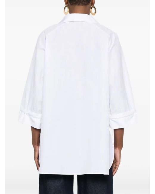 Max Mara White Feminine Polo With Open Collar And Slits