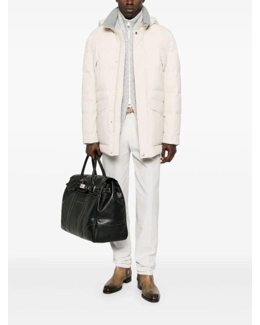Brunello Cucinelli White Padded Jacket With Detachable Hood for men