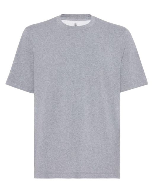 Brunello Cucinelli Gray Mélange-effect Cotton-blend T-shirt for men