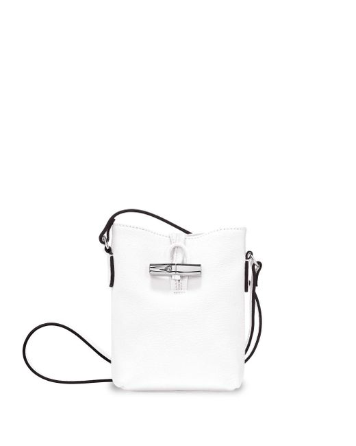 Longchamp White `roseau Essential Colors` Extra Small Crossbody Bag