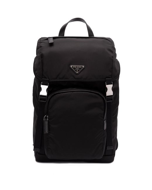 Prada Black Re-Nylon And Saffiano Leather Backpack for men