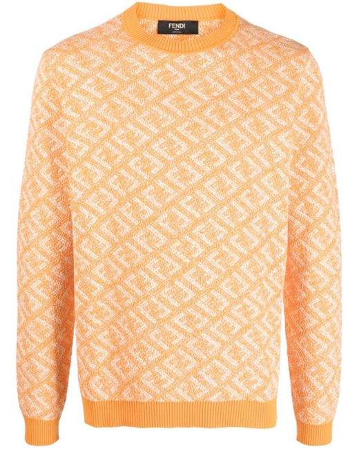 Fendi Jacquard Ff Pullover In Orange