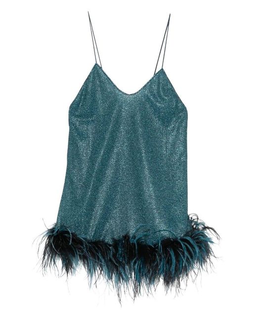 Oseree Blue V-Neck Mini Dress