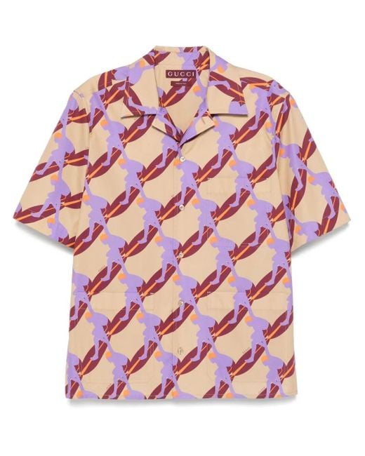 Gucci Pink Printed Poplin Shirt for men