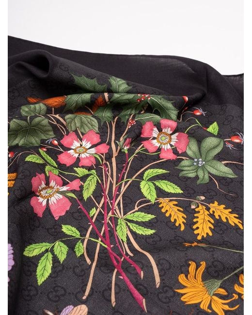 Gucci Black 'Flora' Foulard