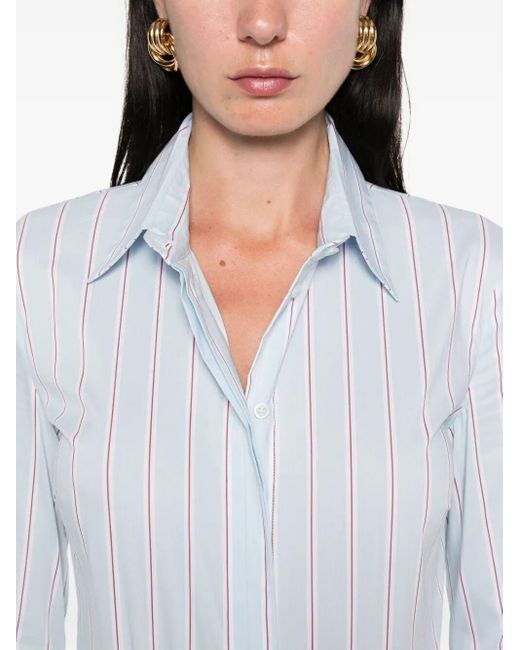 Patrizia Pepe White Striped Cotton Bodysuit