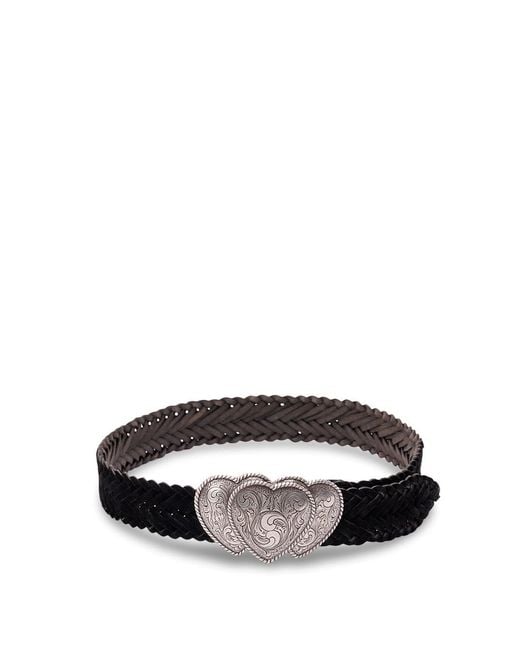 KATE CATE Black 'Queen Of Hearts' Braided Belt