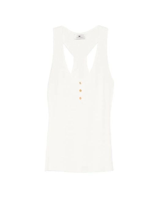 Elisabetta Franchi White Haut Côtelé À Boutons Pression