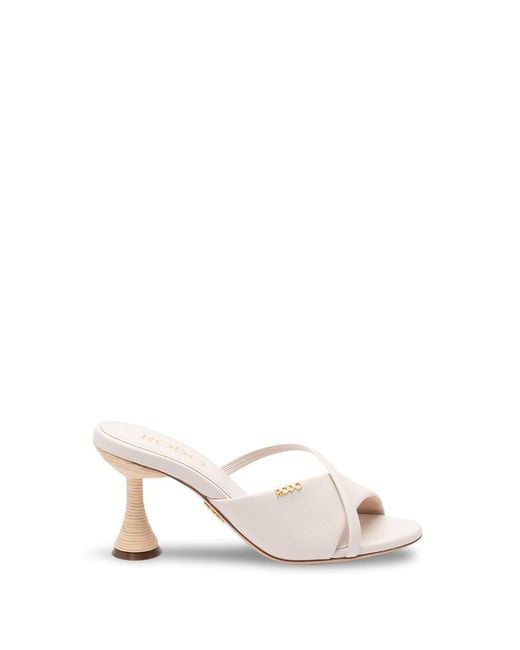 Rodo White Sandals With Wicker Heel