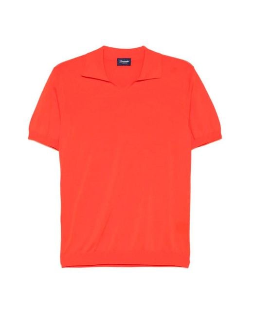 Drumohr Red V-Neck Polo With Logo for men