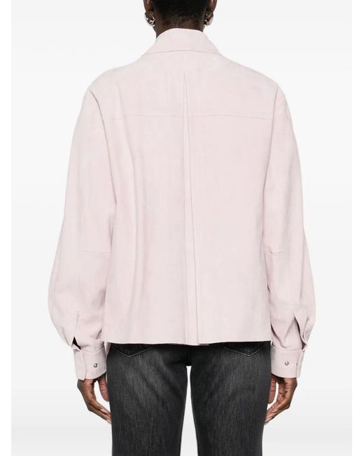 Desa Nineteenseventytwo Pink Leather Shirt Jacket