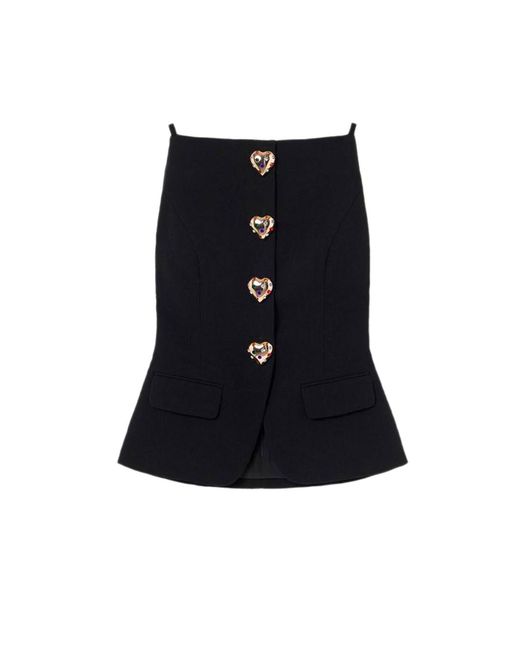 Self-Portrait Black Wool Crepe Top