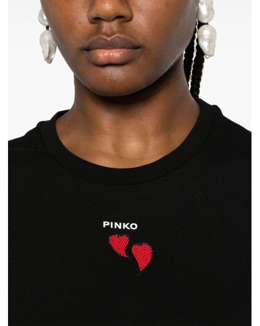 Pinko Black Heart-embroidery Logo T-shirt