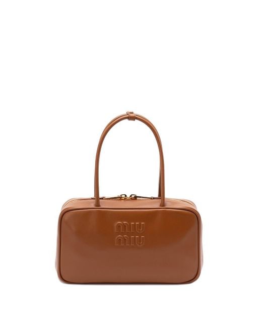 Miu Miu Brown 'Beau' Leather Top-Handle Bag