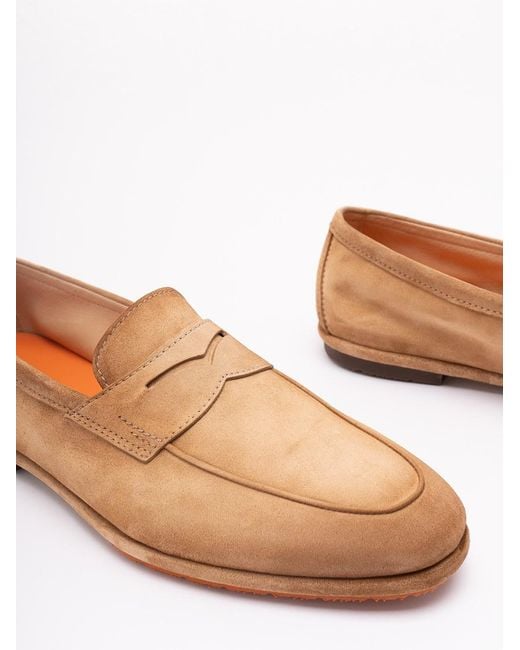 Santoni White 'Carlo Driv' Loafers for men