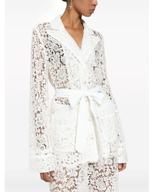 Camicia in pizzo a fiori di Dolce & Gabbana in White