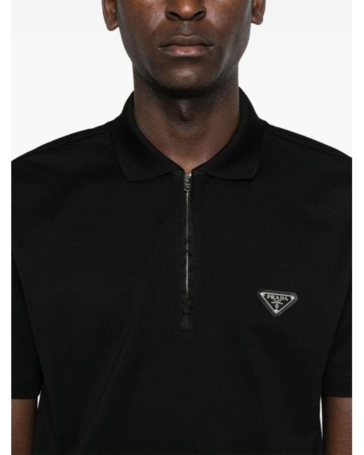 トップス prada black triangle logo polo shirt Prada Triangle-logo Cotton Polo Shirt in Black for Men | Lyst