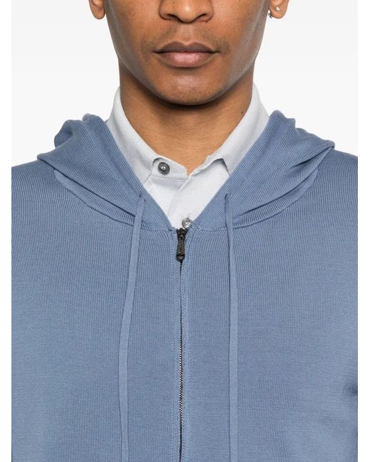 Drumohr Blue Zip Hoodie for men