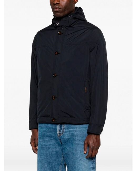 Moorer Black Hooded Button Jacket for men