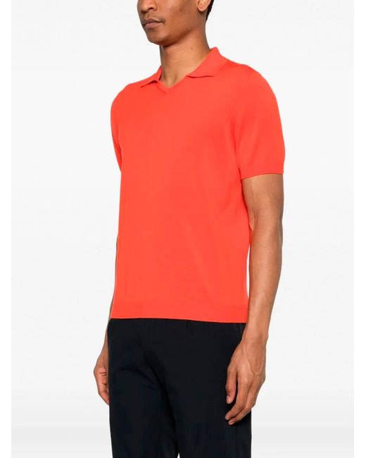 Drumohr Red V-Neck Polo With Logo for men