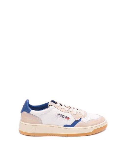 Autry White `Medalist Low` Leather Sneakers for men