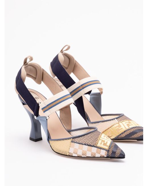 Fendi White 'Colibrã¬ Patchwork' Pumps With 'Ff' Embroidery
