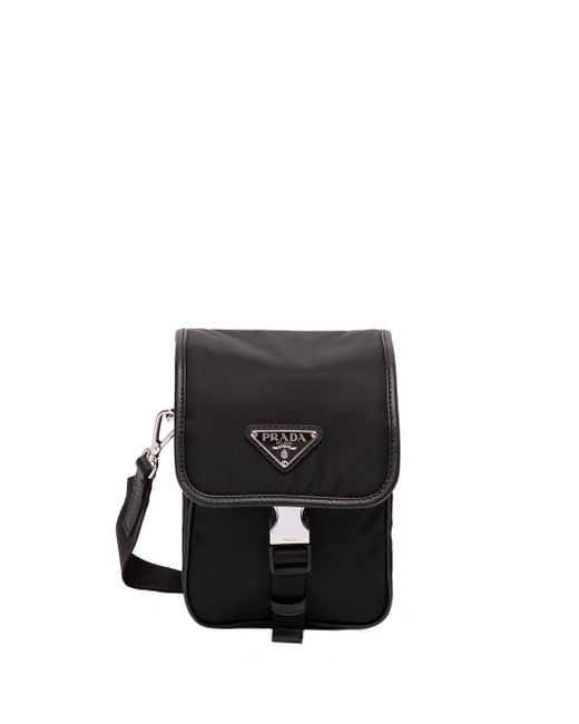 Prada Men's Black Re-Nylon And Saffiano Leather Shoulder Bag