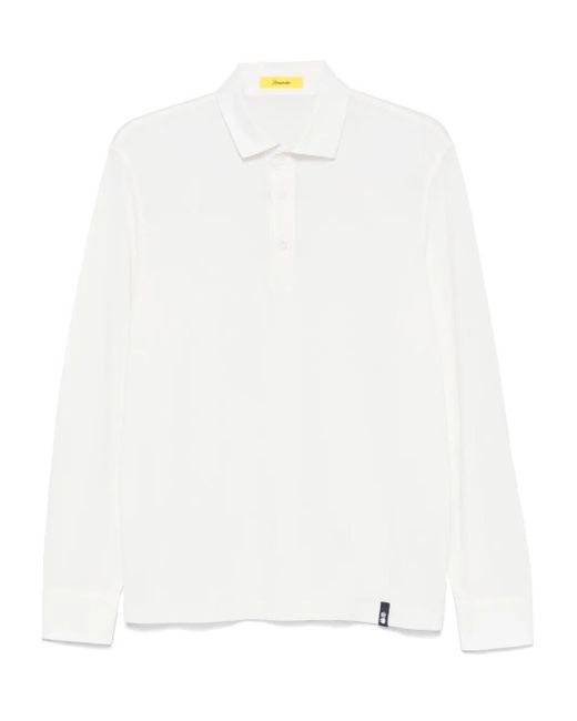 Drumohr White Long Sleeve Polo for men