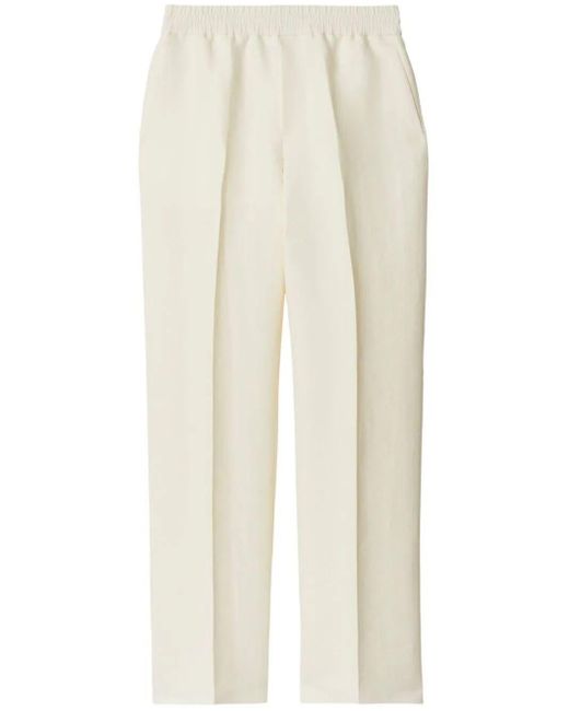 Burberry White Tapered-Leg Canvas Trousers