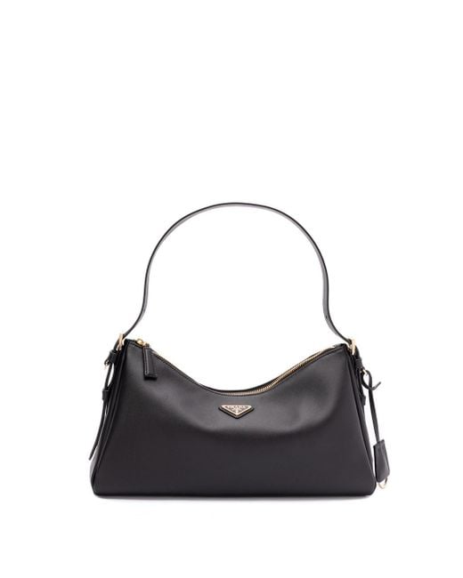 Prada Blue Aimãe' Large Leather Shoulder Bag