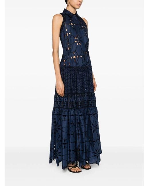 Ermanno Scervino Blue Broderie-angalise Maxi Dress