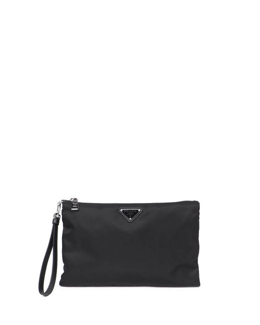 Prada Black Re-Nylon And Saffiano Pouch for men