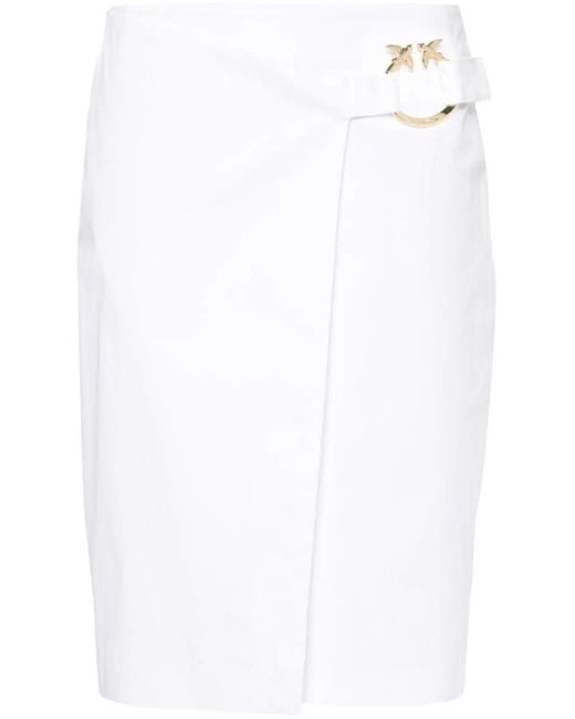 Pinko White Eurito Wrap Midi Skirt