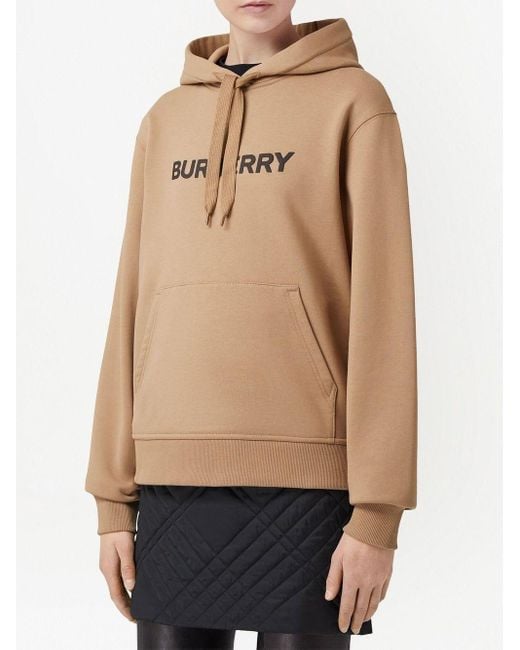 Burberry Logo Cotton Hoodie in Natural Lyst