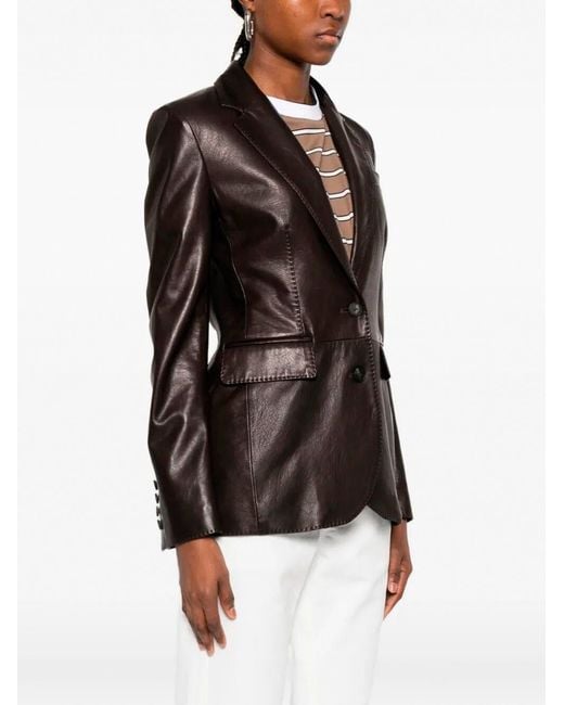 Tagliatore Brown Leather Jacket