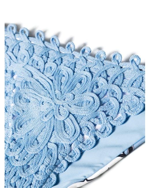 Exotic Print And Crochet Details Bikini di Twin Set in Blue