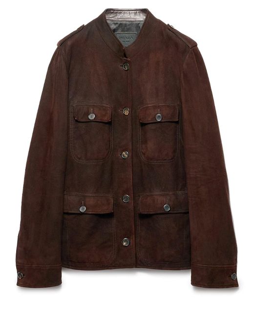 Leather Jacket di Prada in Brown