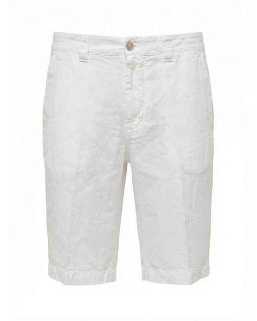 120% Lino White Bermuda for men