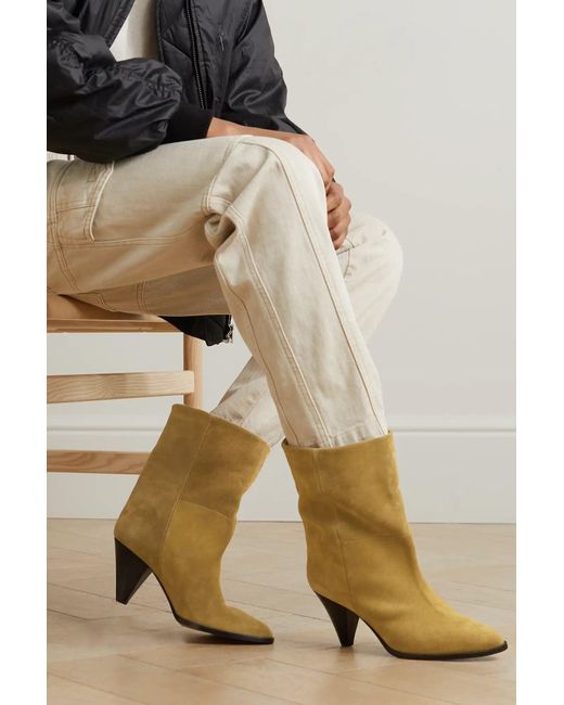 Isabel Marant Rouxa Suede Ankle Boots in Natural | Lyst