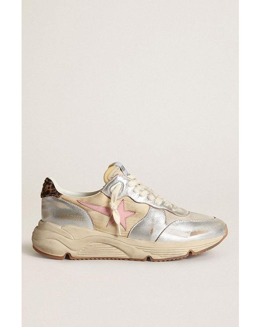 Golden Goose Running Sole Nylon And Laminated Upper And Spur Net Toe Box Leather Star Leo Horsy